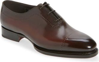 Santoni Zephyr Faux Cap Toe Wholecut Shoe in Dark Brown-T60 at Nordstrom, Size 10.5