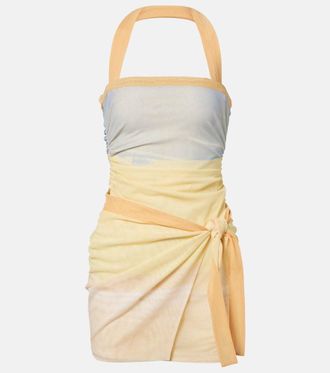 Sir. Printed halterneck mesh minidress