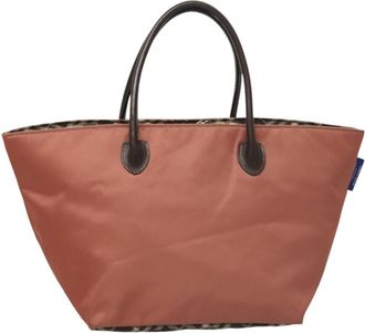 Burberry Nova Check Blue Label Nylon Pink Nylon Handbag (Pre-Owned)