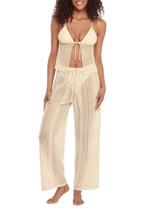 Steve Madden Sheer Lace Cargo Cover-Up Pants in Pearl at Nordstrom, Size X-Small