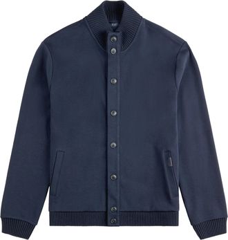 Fay Navy Blue Bomber Ribbed Detail Jacket