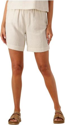 Moss Copenhagen Korte Broeken, Dames, Beige, XL, Katoen, High Waist Shorts