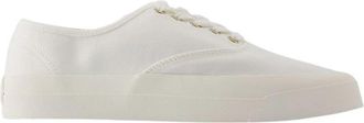 Maison Kitsun&eacute; Canvas Sneakers met Veters - Dames - Sneakers - Wit - 40 EU - Katoen - Schoenen