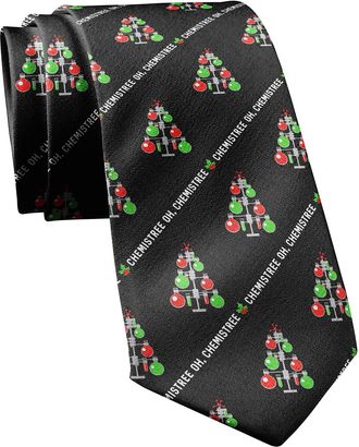 Generic Funny Christmas Tie for Men - Nerdy Chemistree Joke Holiday Necktie - Novelty Polyester Science Teacher Gift for Chemists and Office Party Humor
