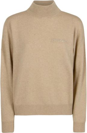 PESERICO Wollen- Zijden & Kasjmier Trui - Dames - Coltruien - Beige - S - Wol - Truien & Vesten