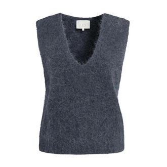 YaYa Chaleco de alpaca con escote en V profundo - Jackets - Mujer - Gris - 2XS