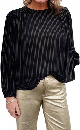 Michael Stars Dolly Blouse With Smocking In Black Combo