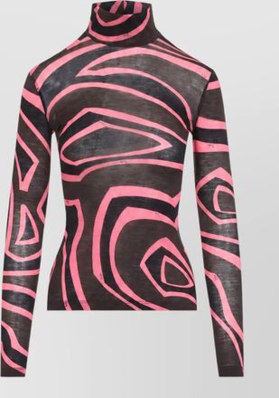 Pucci printed long-sleeve high-neck knitted top