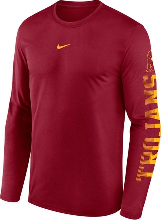 Nike USC Primetime Stack Legend Nike Mens Dri-FIT College Long-Sleeve T-Shirt in Red | NKGT69WSCJ-EKV