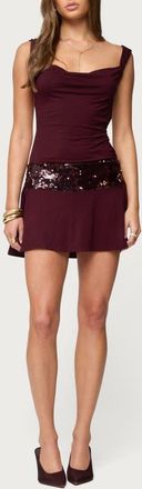 Edikted Sequin Trim Backless Minidress in Burgundy at Nordstrom, Size X-Small