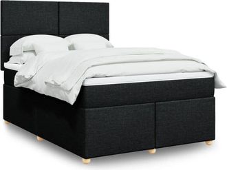 vidaXL Vidaxl - Cama Box Spring Con Colch&oacute;n Tela Negro 160x200 Cm