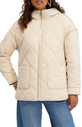 Kensie Water Repellent Diamond Quilted Jacket in Sand at Nordstrom, Size X-Large