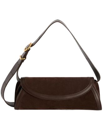 Jil Sander Dark Brown Suede Cylindrical Handbag
