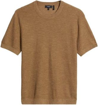 Theory Kolben Pacific Short Sleeve Textured Knit Sweater in Fresh Khaki at Nordstrom, Size Xx-Large
