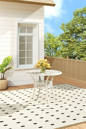 Living and Home Round Cast Aluminum Garden Bistro Dining Table in Beige