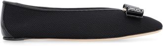 Ferragamo Womens Ballet Flats Vara Black Lamb Ballerina Shoes