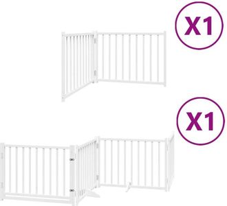 vidaXL Dog Gate with Door Foldable 6 Panels White 480 cm Poplar Wood vidaXL