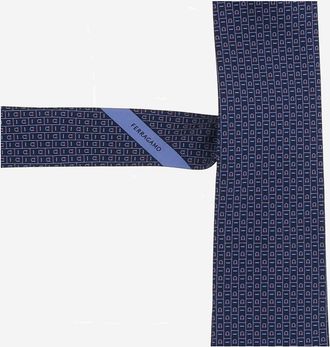Ferragamo Mens Silk Tie Navy Ties & Bow