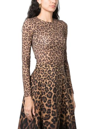 Valentino Leopard-Print Stretch Jersey Bodysuit - Beige