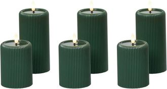 Beliani Conjunto De 6 Decoraciones De Navidad Led Para Interiores Vela Accesorio De Parafina Verde Noisette