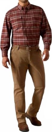 Ariat Mens Rebar Flannel Durastretch Work Shirt In Bitter Chocolate