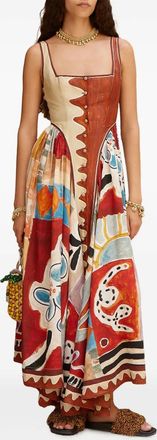 Alemais Michelle midi-jurk met knopen-print - Rood