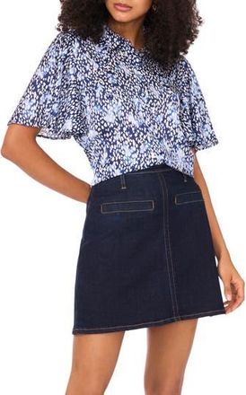 Vince Camuto Abstract Print Flutter Sleeve Button-Up Shirt in Classic Navy at Nordstrom Rack, Size Xx-Large