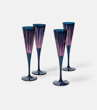 L'OBJET Prism set of 4 champagne flutes