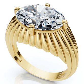 Pompeii3 Certified 3Ct Oval Diamond Pam East West Engagement Ring 14k Gold Lab Grown