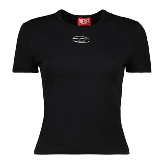 Diesel T-Shirts, female, Black, Size: M Black D-Uncuntie Slim T-shirt