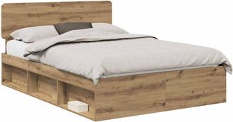 vidaXL Estructura De Cama Con Cabecera Roble Artesanal 150 X 200 Cm Vidaxl