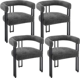 Woltu 4x Sedie da Pranzo Sedie da Cucina con Gambe in Metallo per Sala da Pranzo, Ciniglia, Grigio Scuro