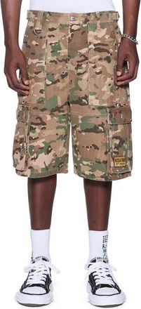 Ksubi Trooper Camo Cargo Shorts in Green/Beige at Nordstrom, Size 29