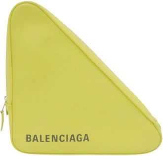 Balenciaga Pre-owned Clutches, female, Yellow, Size: ONE SIZE Pre-owned Triangle Leather Clutch Bag