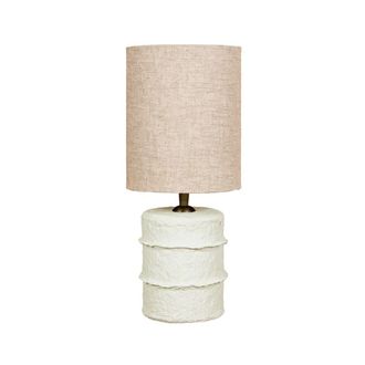 Bazar Bizar L&aacute;mpara de mesa de papel mach&eacute; en blanco 15x15x40cm