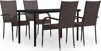 vidaXL Juego De Comedor De Jard&iacute;n 5 Piezas Marr&oacute;n Y Negro Vidaxl