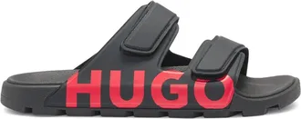 HUGO BOSS logo-print slides - men - Polyester/Polyurethane/PVC/PVC/Thermoplastic Polyurethane (TPU)/PVC/Thermoplastic Polyurethane (TPU) - 42 - Black