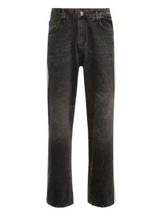 Philipp Plein fleece-panelled jeans - men - Fabric - 32 - Black
