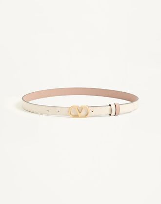 Valentino Garavani VLogo Signature Reversible Shiny Calfskin Belt - 20Mm / 1.2 In. Woman LIGHT IVORY/ROSE CANNELLE 065