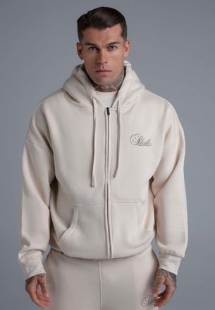 Siksilk Hombres Ecru Essentials Full Zip Sudadera con Capucha XXL