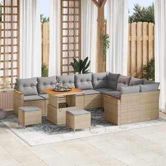 vidaXL Vidaxl - Conjunto De Sof&aacute; De Jard&iacute;n Con Coj&iacute;n 12 Pcs Beige Polirat&aacute;n