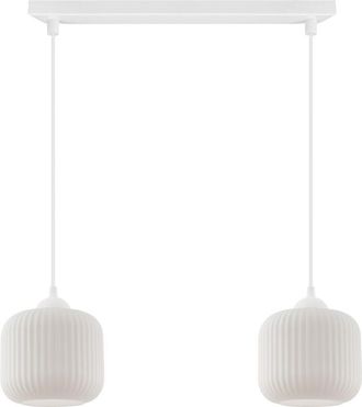 OEM L&aacute;mpara Colgante Riffle Blanca 2 Pantallas Cilindricas Planas Blancas E27