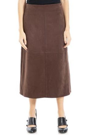 Max Studio Faux Suede A-Line Midi Skirt in Dkbrown-Dark Brown at Nordstrom Rack, Size X-Small