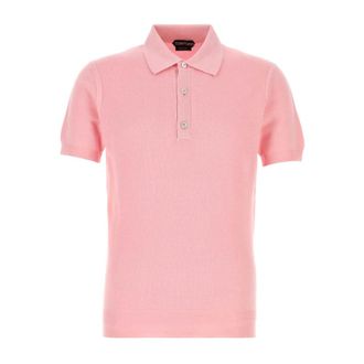 Tom Ford Polo Shirts, male, Pink, Size: XL Silk Cotton Piquet Polo