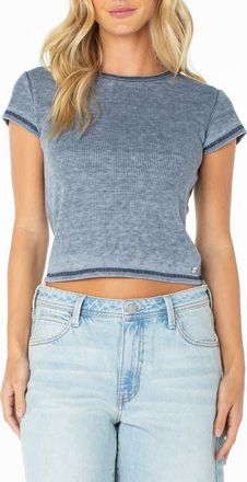 Roxy Back Bay Waffle Knit T-Shirt in Navy at Nordstrom, Size X-Small