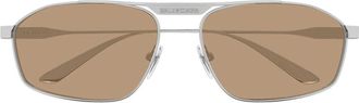 Balenciaga Tag 2.0 Rechthoekige Zonnebril - Heren - Zonnebrillen - Grijs - 63 MM - Accessoires