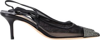 Jimmy Choo London Anika 65 Embellished Slingback Pumps in Black Polyester
