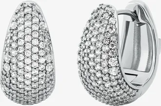Michael Kors Precious Metal-Plated Brass Pav&eacute; Teardrop Huggie Earrings