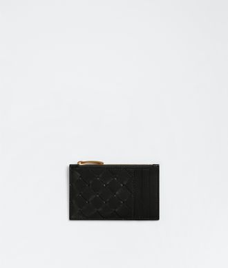 Bottega Veneta Intrecciato Zipped Card Case - Black - Woman - 50% Lambskin 50% Calfskin