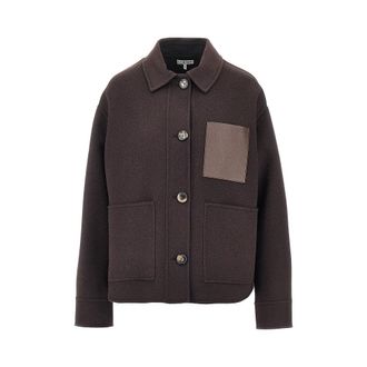 Loewe Wool and cashmere jacket with leather pocket Woman 40